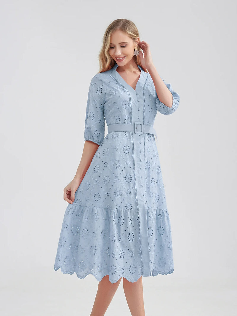 Cotton Hollow Out Summer Dress