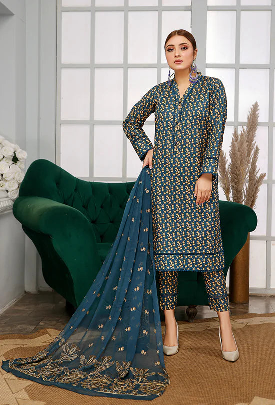 Humdum VASAL-PRINTED+EMBROIDERED LAWN COLLECTION-VA-08 - Summer Lawn