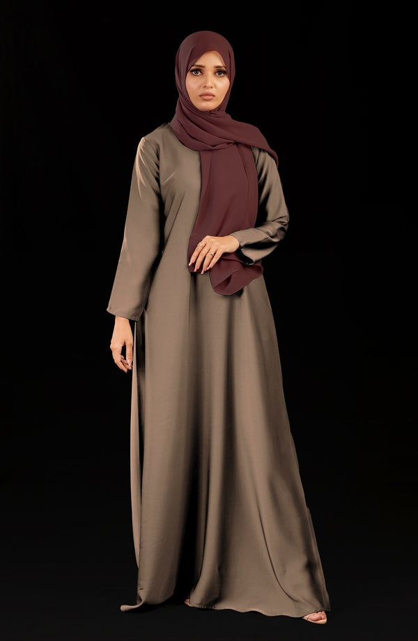 Beige Front Closed Abaya